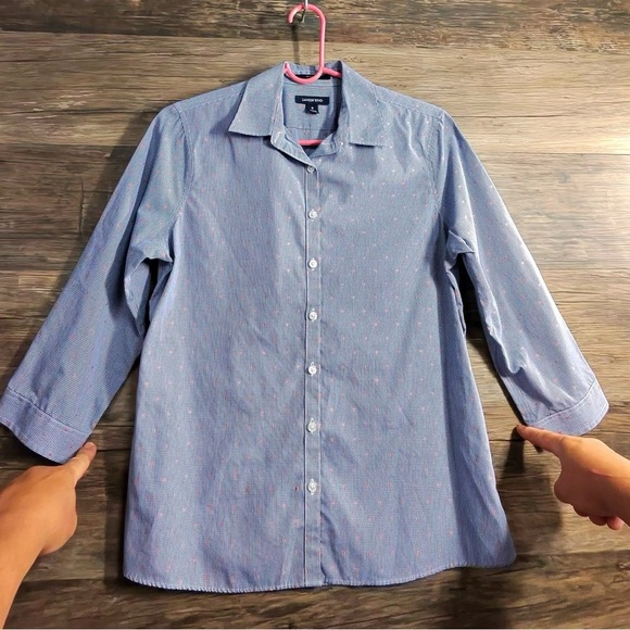 Lands' End Blue Button Down Shirt Classic Cotton Blend - Picture 1 of 9